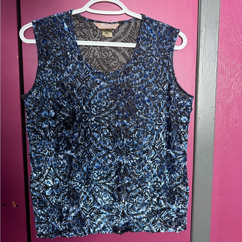 Tanjay Blue and Black Patterned Shirt and Shawl - Picture 2 of 8